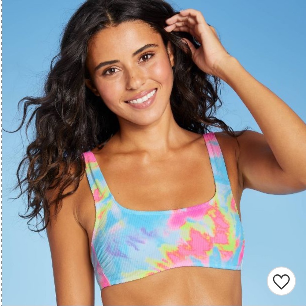 NWT Juniors Ribbed Square Neck Bralette Bikini Top Size Medium (4-6)